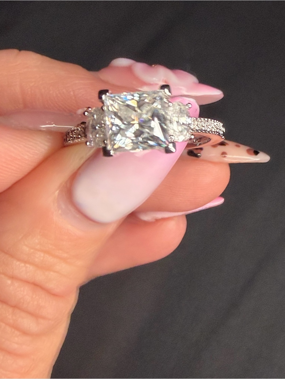 Gold Filled over brass 2.47 CTW D Color VVS Moissanite 3-Stone Ring | Sz 8 - Picture 3 of 8